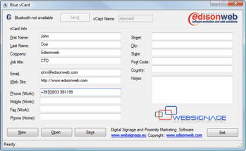 Blue vCard screenshot