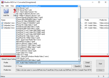 Bluefox MOV to X Converter screenshot 2