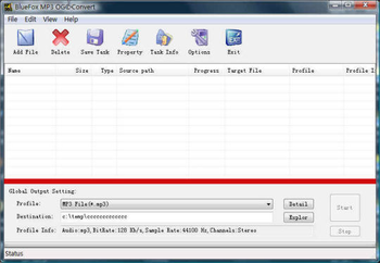 Bluefox MP3 OGG converter screenshot