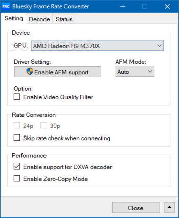 Bluesky Frame Rate Converter Portable screenshot