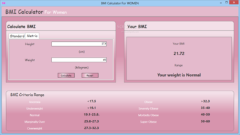 BMI Calculator for WOMEN screenshot