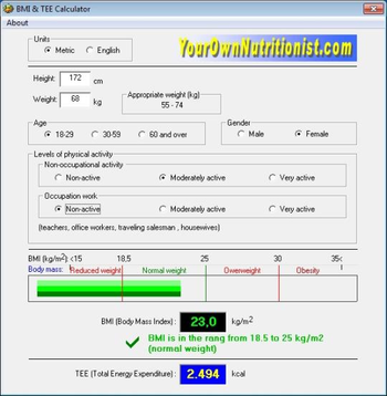 BMI - TEE Calculator screenshot