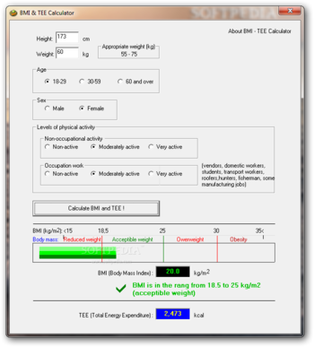 BMI & TEE Calculator screenshot