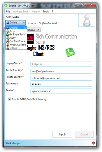 Boghe IMS/RCS Client screenshot 2