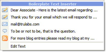 Boilerplate Template Text Inserter screenshot
