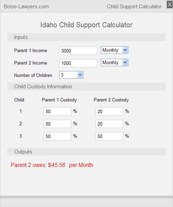 Boise Lawyers Child Support Calculator screenshot