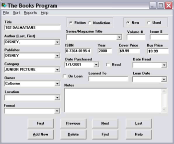 Books Program screenshot