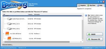 Boomerang Data Recovery screenshot