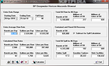 BP Oil Spill Calculator screenshot