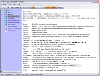 BriefClips Clipboard Extender Unicode screenshot 3