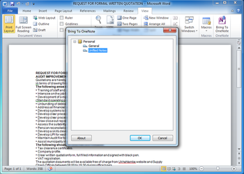 Bring to OneNote 2010 screenshot