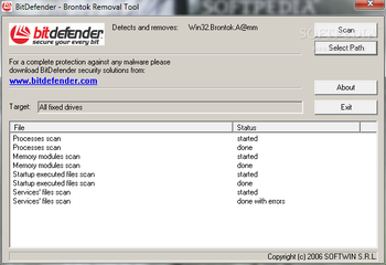 Brontok Removal Tool screenshot