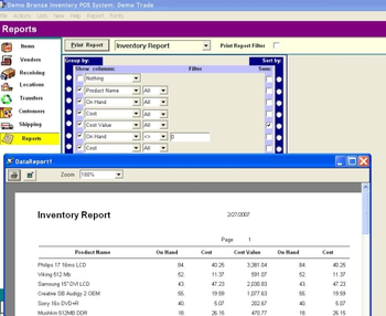 Bronze Inventory POS System screenshot