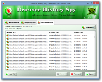 Browser History Spy Portable screenshot