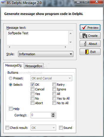 BS Delphi Message screenshot