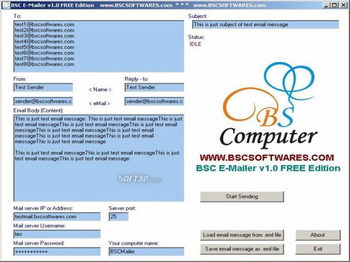 BSC E-Mailer Free Edition screenshot 2