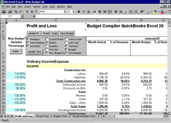 Budget Compiler QuickBooks Excel screenshot