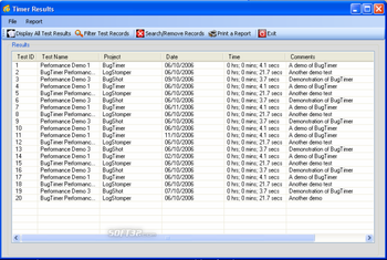 BugTimer Performance Test Manager screenshot