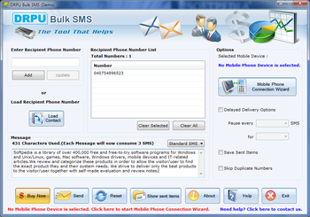 Bulk SMS Software for GSM Mobile Phones screenshot