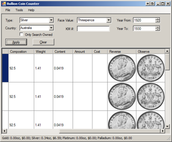 Bullion Coin Counter screenshot