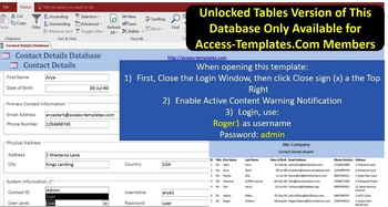 Business Contact Manager Software with Login System for MS Access screenshot