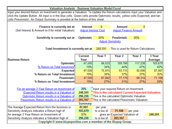 Business Valuation screenshot