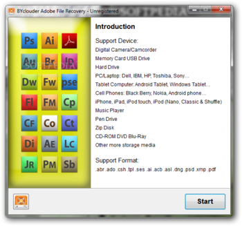 BYclouder Adobe File Recovery screenshot