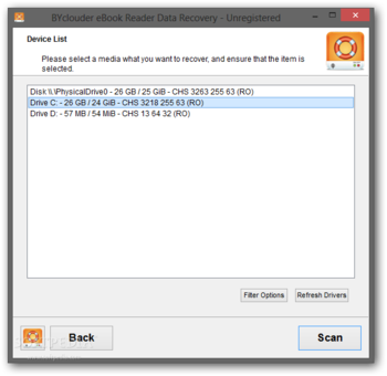 BYclouder eBook Reader Data Recovery screenshot 2