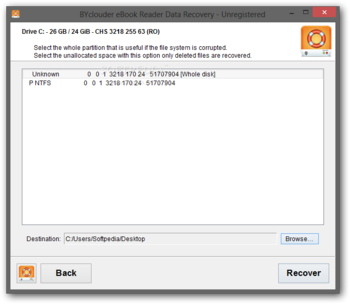 BYclouder eBook Reader Data Recovery screenshot 3