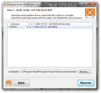 BYclouder iTunes File Recovery screenshot 3
