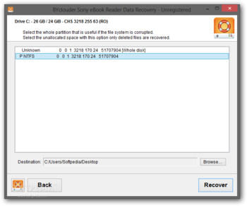 BYclouder Sony eBook Reader Data Recovery screenshot 3