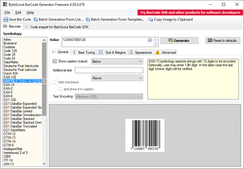 ByteScout BarCode Generator screenshot