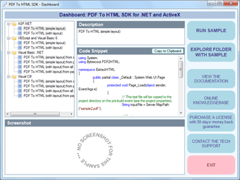 Bytescout PDF To HTML SDK screenshot