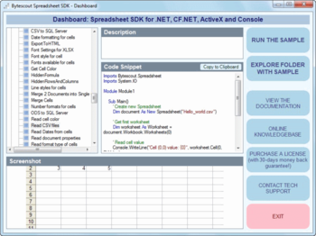 Bytescout Spreadsheet SDK screenshot