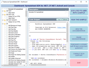 Bytescout Spreadsheet SDK screenshot