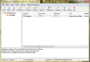Bytessence PasswordManager (formerly Bytessence PassKeeper) screenshot