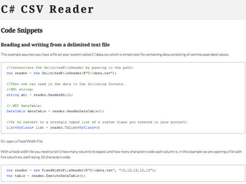 C# CSV Reader screenshot