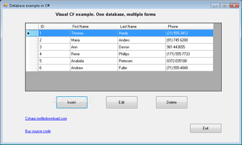 C# Multiple Forms Database example screenshot