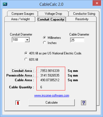 CableCalc screenshot 2