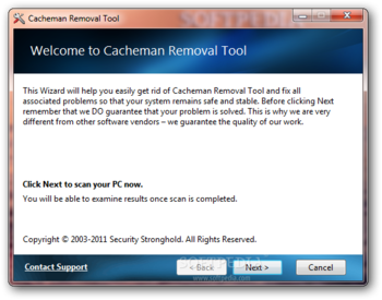 Cacheman Removal Tool screenshot