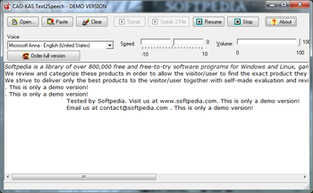 CAD-KAS Text2Speech screenshot