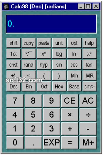 Calc98 screenshot 2