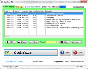 CalcTime screenshot