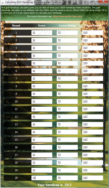 Calculate Golf Handicap screenshot