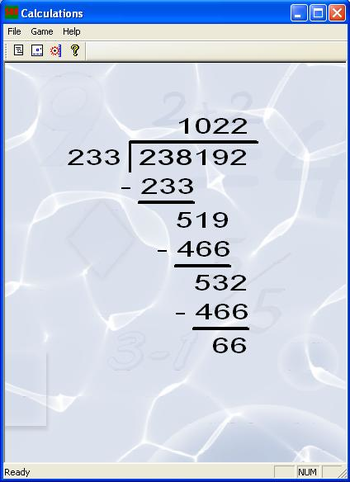 Calculations screenshot