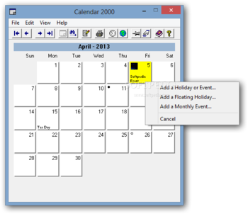 Calendar 2000 screenshot
