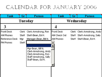 Calendar 50 People to Tasks With Excel screenshot