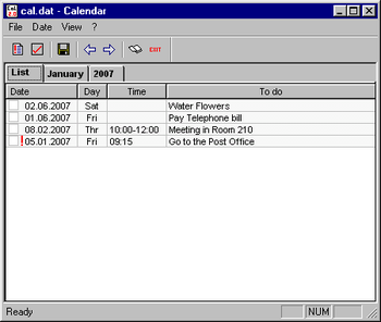 Calendar screenshot