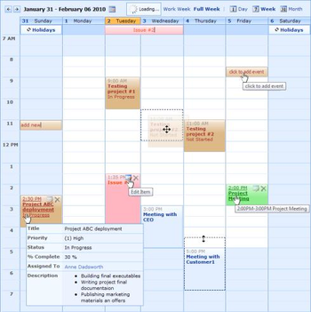 Calendar Web Part screenshot