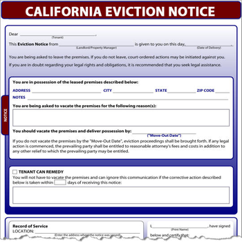 California Eviction Notice screenshot